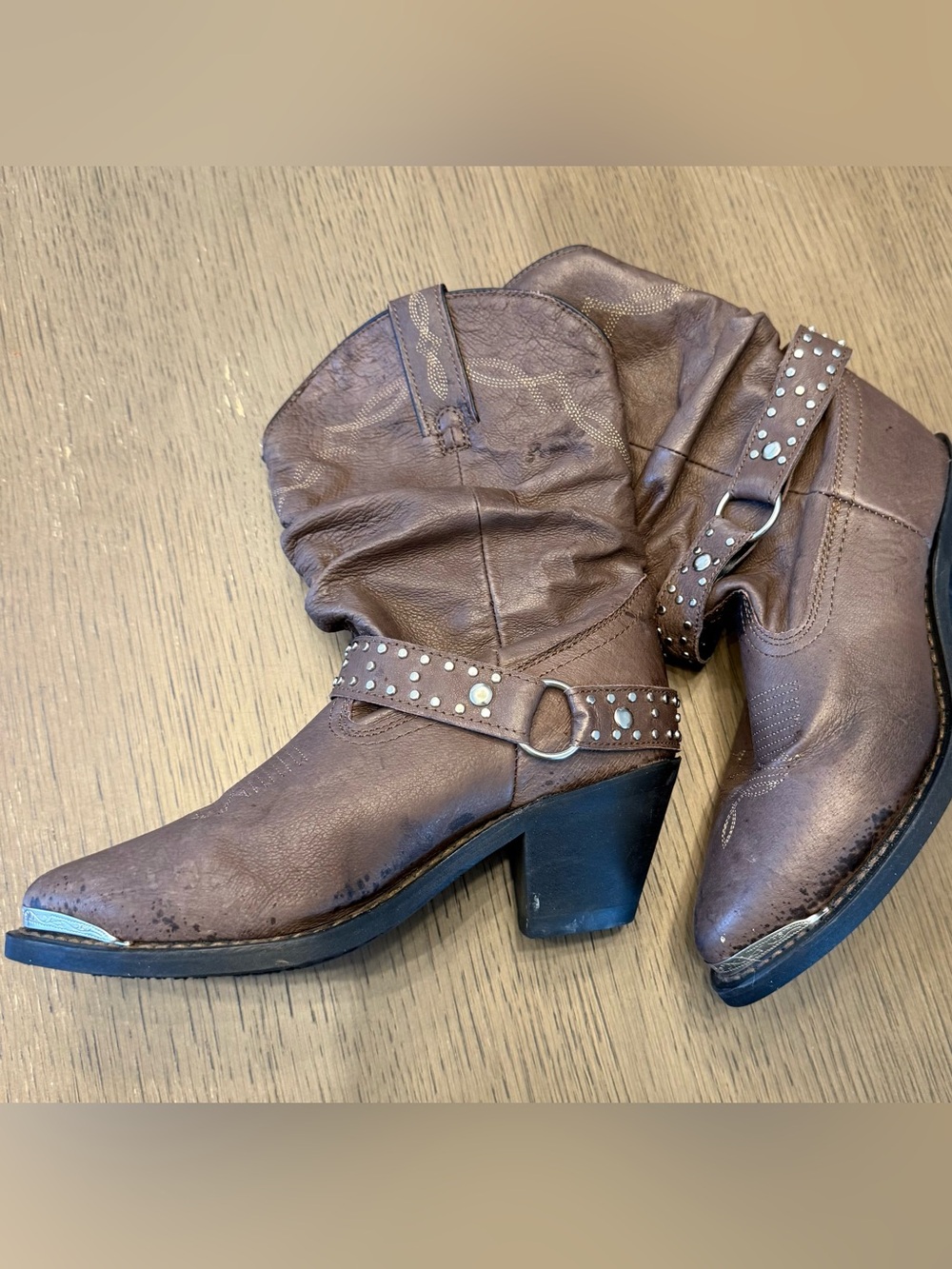 Shyanne Tanya Slouch Harness Boot Tan Womens Size 7 Brown Western Cowgirl Shoes